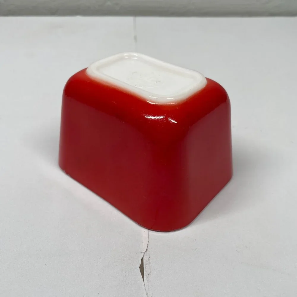 Vintage Pyrex Primary 501 Red Refrigerator Fridgie Dish Multicolor Milk Glass